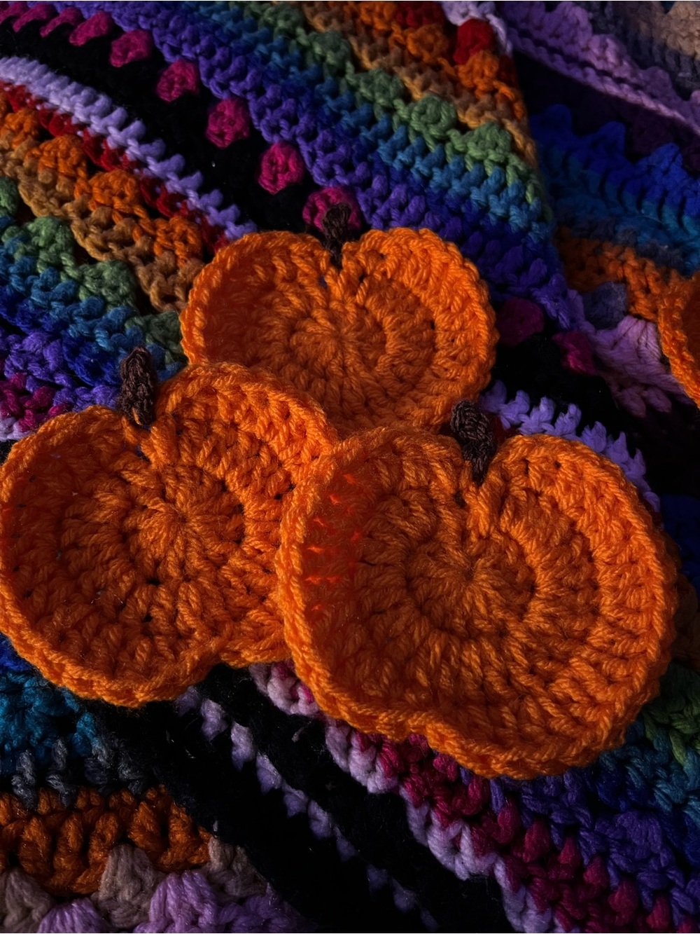 Crochet pumpkin coasters x3